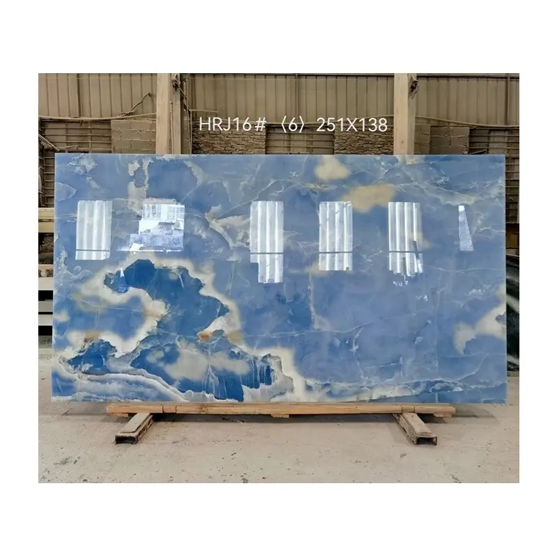 Blue Onyx Natural Marble Slab Polished Big Tile Kitchen Floor Countertop Modern Travertine Granite Options Available Graphic