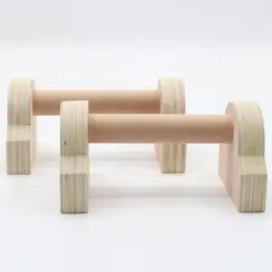 DIY logo laser engrave solid wood Parallettes bars wooden Push Up Bar
