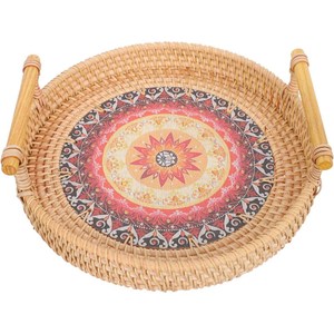Plateau de rangement en rotin tressé, naturel, tissé à la main, écologique, robuste et léger, pour le stockage de fruits, de collations et de pain, pour la maison et la cuisine - Product Image 1