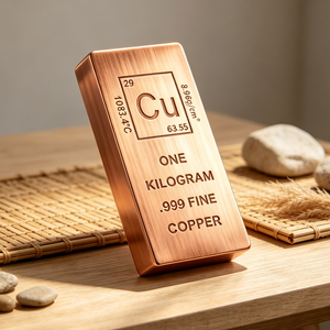 แท่งทองแดงบริสุทธิ์ 99.9 กิโลกรัมหนึ่งกิโลกรัม พร้อมสลักตารางธาตุ สำหรับนักลงทุนและนักสะสม - Product Image 1
