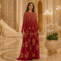 Robe longue ample de soirée pour femmes musulmanes, kaftan abaya à manches longues, broderie de perles, strass et paillettes