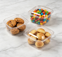 Boîte à friandises carrée transparente en plastique à charnières, avec couche extérieure résistante aux rayures, pour noix, biscuits, mini-pâtisseries, collations, confiseries de fêtes et cadeaux