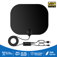 Antenne patch intérieure 4K 1080P HDTV pour chaînes locales gratuites, antenne TV numérique ultra-fine pour la maison, le camping-car et le camping