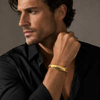 Bracelet Chaîne Cubaine en Acier Inoxydable pour Hommes 21cm, Bracelets à Maillons Tendance avec Barre d'Identification Étoile Plaqué Or 18K, Vente en Gros