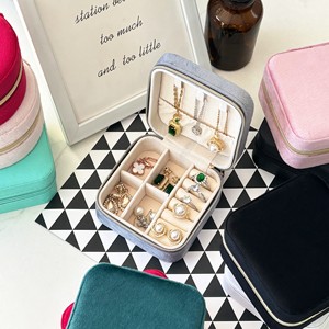 Hộp đựng trang sức du lịch cao cấp FANDIJI, có thể tùy chỉnh logo, chất liệu da PU, hình vuông/tròn, có ngăn đựng, chất liệu nhung, hộp trang sức mini - Product Image 4