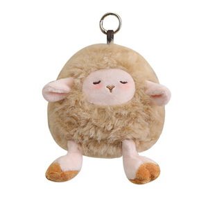 Peluche Realistico di Capra e Agnello, Bambola Imbottita Bianca 10cm, Portachiavi Unisex per Borsa, in Poliestere e Cotone PP - Product Image 1