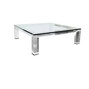 Mesa de centro de vidrio acrílico con cristal templado, moderna