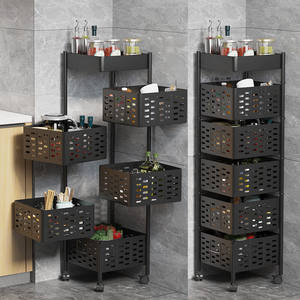 Support de stockage de légumes rotatif en acier au carbone pour cuisine support d'angle multicouche support de stockage de panier de légumes avec rouleaux - Product Image 4