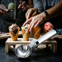 Alat Dapur Sendok Es Krim Stainless Steel dengan Gagang Nyaman Alat Es Krim dengan Pemicu Sendok Bakso
