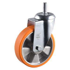 VIMA 75mm 100mm 125mm Orange PU Aluminium Lenkrolle vom Hersteller für Einkaufswagen, Schwerlast-Drehrolle mit Bremse - Product Image 5