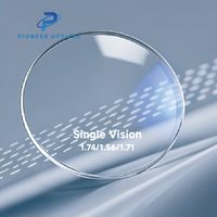 Verres de lunettes unifocaux Pioneer Optical 1.499/1.56/1.60/1.67/1.74 HMC avec protection UV420, 70/65mm, en résine transparente, deux pièces