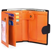 Sendefn carteira masculina de bolso, carteira masculina feita em couro com detalhe minimalista, com bloqueio de rfid, compacta feita em couro legítimo