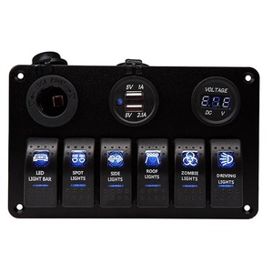 แผงสวิตช์กันน้ำ Yuhe YH-DH6-QA แบบ 6 ปุ่ม พร้อมช่องเสียบ USB สำหรับวัดแรงดันไฟฟ้า เหมาะสำหรับสวิตช์โยกแบบทางทะเล - Product Image 2