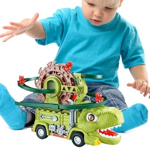 QY Dinosaurio Eléctrico con Tobogán, Música y Rompecabezas, Coche de Juguete, Montaña Rusa y Noria, Regalo de Cumpleaños y Navidad, de Plástico - Product Image 1