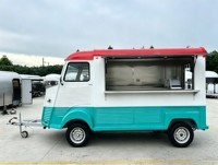 Remorque Food Truck Électrique Rétro Personnalisée Citroën, Comptoir de Présentation Commercial avec Plaque de Cuisson Électrique pour Glamping et Confiserie, en Acier Inoxydable
