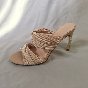 Summer 2026 new style elegant sandals single strap pleated sandals high heel <b>shoes</b> fashionable slippers-on flip-flops slippers - Product Image 1
