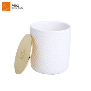 Bougeoir rond parfumé, Design personnalisé, en céramique, forme ronde, pour décor de maison, bocaux de bougie de soja noir, tasse avec <span class=keywords><strong>couvercle</strong></span> en <span class=keywords><strong>béton</strong></span> bambou, 50 pièces - Product Image 5