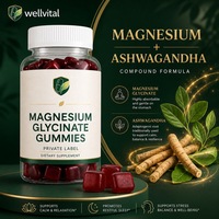 Gummies de glycinate de magnésium halal avec Ashwagandha, personnalisables avec logo, prêts à être expédiés directement de l'usine