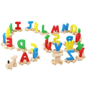 थोक खिलौना ट्रेन बच्चे-खिलौने बच्चे जल्दी सीखने खिलौने लकड़ी वर्णमाला ट्रेन