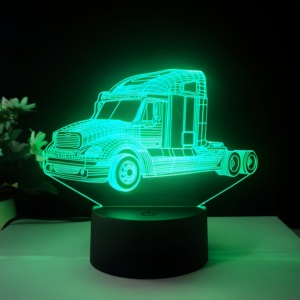 Lámpara de Noche LED 3D con Ilusión Óptica, Camión, USB 5V, Multicolor, Control Táctil, Lámpara de Mesa con Placa Acrílica, Luz Nocturna Decorativa - Product Image 1