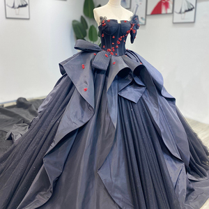 Robe de bal de soirée Jancember Wm012, robe de bal scintillante noire à fleurs, robe de soirée pour femmes - Product Image 2