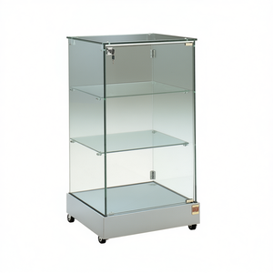 Comptoir Hz 53x46x90 cm gris clair avec porte à charnières verrouillable, 2 étagères et base à roulettes dissimulées - Product Image 2