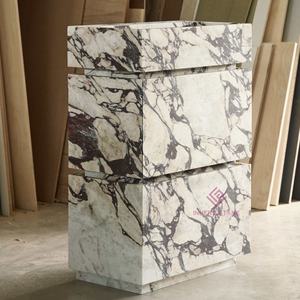 Multifunctional Calacatta Viola Marble Vanity Unit with Oak Cabinet and Hidden Storage for Practical Luxury <strong>Bathrooms</strong> - Product Image 2