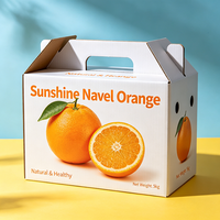 Op maat bedrukte naveloranje verpakking met handvat, waterdichte golfkartonnen fruitverzenddoos