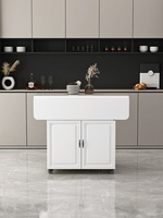 Table à manger pliante en bois - Meuble de rangement mobile multifonctionnel 6 places pour petits appartements