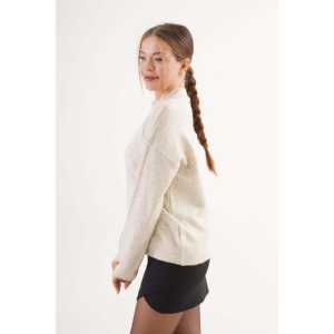 Pull en tricot à col montant pour femme, manches longues, anti-boulochage, style normcore minimaliste - Product Image 3