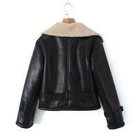 Veste de moto en cuir PU Sherpa en cuir chamois polaire berbère personnalisée Vestes courtes pour femmes