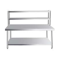 Table de service professionnelle en acier inoxydable pour cuisines de restaurant, double couche épaissie, sans roulettes, sans plateau