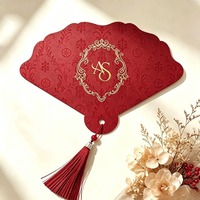 Éventails en papier personnalisés avec monogramme, dorure à chaud, festonnés, pour mariage, avec pompon, pour invitation de programme personnalisée, cartes d'invitation, cadeaux pour invités