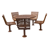 Table de pique-nique commerciale à lattes en métal pour l'extérieur ensemble de meubles de jardin Table à manger en acier pour l'extérieur Table de café avec chaise
