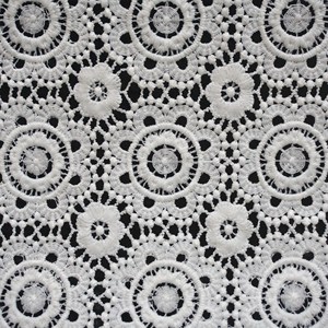 Haute Qualité Blanc Soluble Dans L'eau Blanc Coton 3d Fleur Dentelle Tissus Guipure Cordon Brodé Maille Tissu - Product Image 2