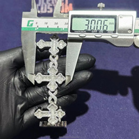 Croix diamant Hip hop cubain lien chaîne Bracelet VVS D Moissanite GRA 925 argent sterling plaque d'or Fine Jewelry Bracelets