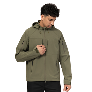 Chaqueta de Trabajo Estilo Safari para Hombre, Color Verde Oliva, con Capucha, Resistente al Viento, Cierre de Cremallera y Múltiples Bolsillos, Corte Regular, para Invierno - Product Image 2