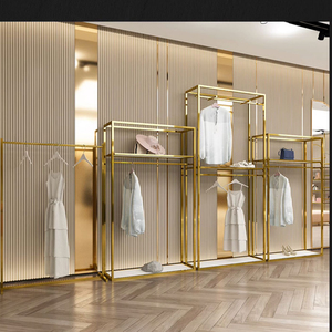 High-End Roestvrijstalen <span class=keywords><strong>Titanium</strong></span> A4 Vloer-Tot-Vloer Display Rack Voor Heren-En Dameskleding Speciale Winkel Display Plank - Product Image 2