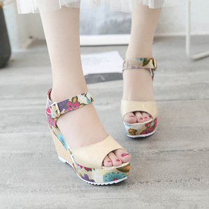 Women Summer New Style Platform <b>Sandals</b> Thick Sole Color Block Peep Toe Bohemian Roman <b>Sandals</b> - Product Image 3