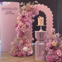 LEDA Kunstbloemenboog achtergrond roze oranje zijden rozen bloemrijke pilaren met groen voor huwelijksceremonie bruidsdouche decoratie
