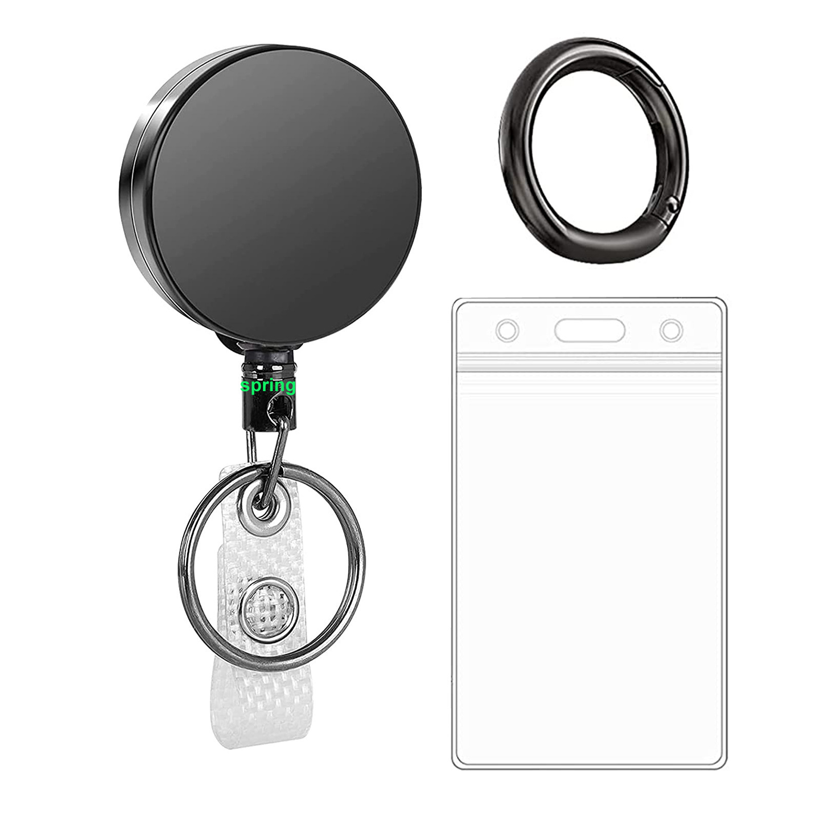 Gray  badge + id card holder