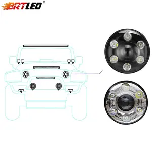 Lampu Depan Led Otomotif Lampu Sorot Rendah Kuat Dot Ece Dot Bulat Hitam 7 Inci untuk Mobil Truk Offroad Jeep 4x4