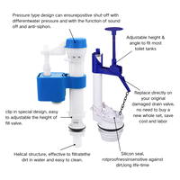 Kit de réparation pour réservoir de toilettes à montage supérieur, vanne de remplissage réglable résistante à la corrosion, composants de chasse d'eau de remplacement, installation facile