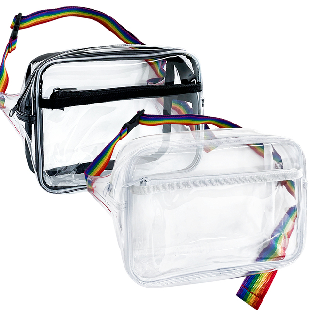 Custom Transparent Stadium Approved Pvc Cross Body Camera Bag Clear Fashionable Waterproof Zipper Candy for School Outdoor Use