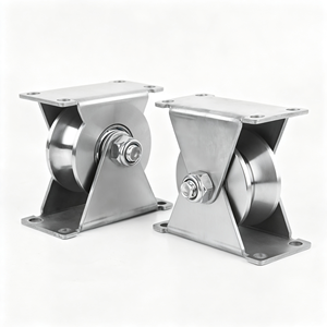 Rouleau de porte coulissante à gorge en V en acier inoxydable avec support, roulement double robuste, certifié CE, OEM disponible - Product Image 3