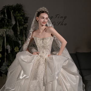 Robes de mariée Jancember GT131 à col bateau scintillant <span class=keywords><strong>avec</strong></span> motif en dentelle pour femmes - Product Image 4