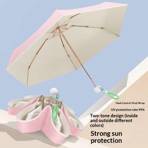 Sombrilla Plegable Portátil Compacta de Cinco Pliegues con Protección Solar UV y Diseño Atractivo, Venta Directa de Fábrica - Product Image 2