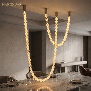 Lámpara Colgante Moderna de Lujo con Cadena de Cuentas de Alabastro Natural, Lámpara Colgante Translúcida de Mármol para Decoración de Proyectos de Hoteles <span class=keywords><strong>y</strong></span> Villas - Product Image 1