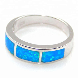Solid Sterling Silver <b>Blue</b> Fire Opal Ring for Women Jewelry - Product Image 4