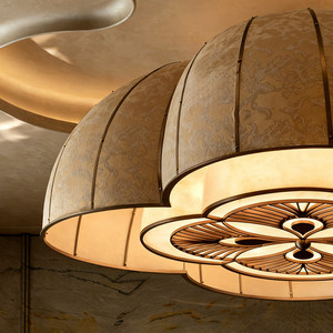 Lámpara de araña retro de estilo chino, 100 cm de diámetro, redonda, dorada, LED E27, de seis cabezas, para hoteles, restaurantes y vestíbulos - Product Image 4